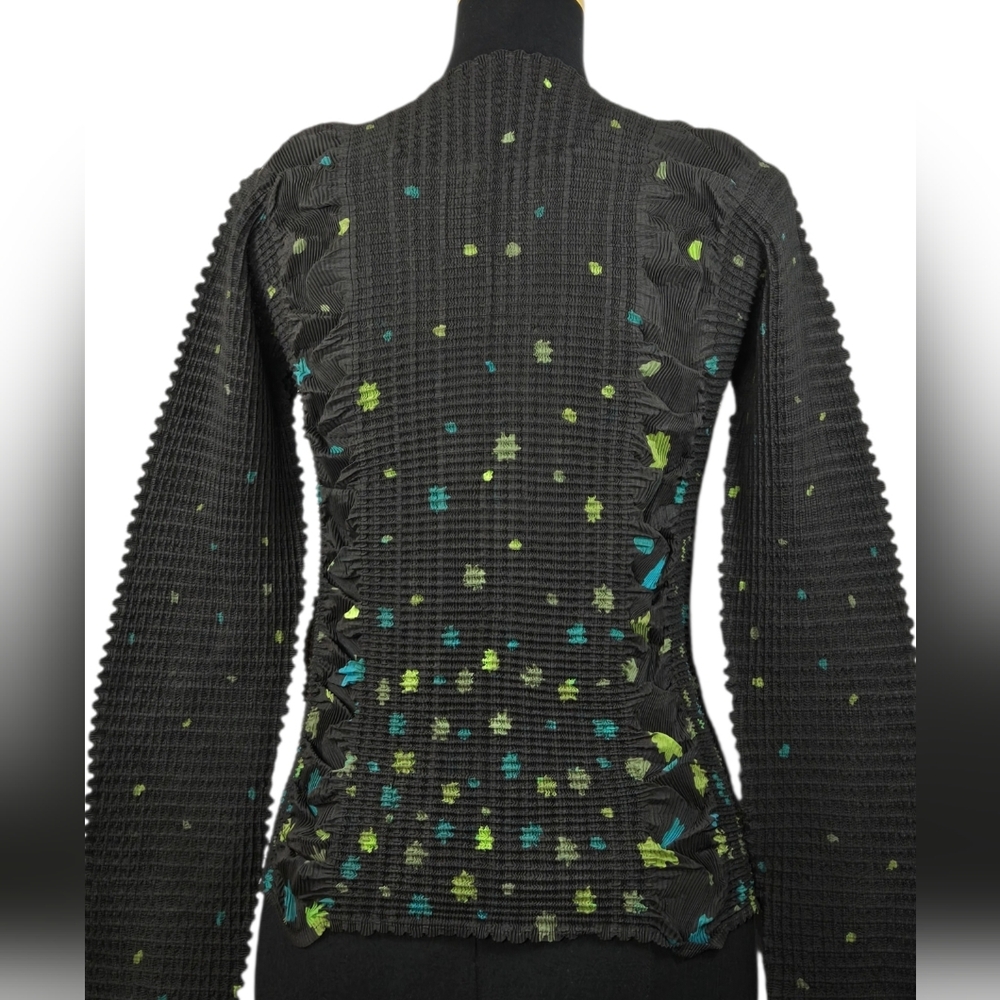 Issey Miyake IM29 FJ946 Rare Textured Pleated Button Front Top Size 3 - Picture 5 of 13